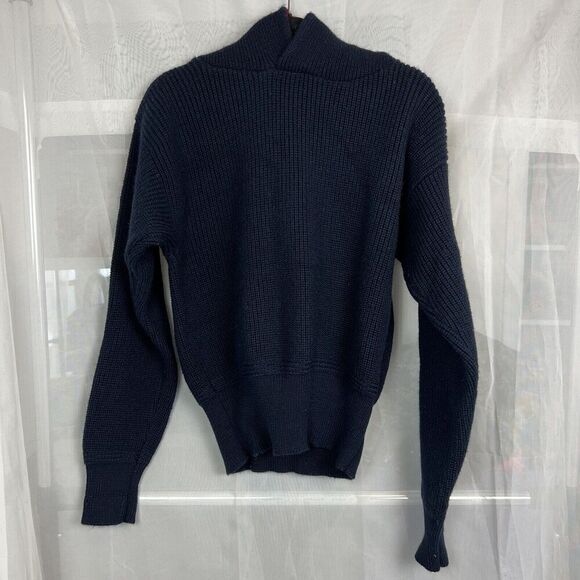 vintage calvin klein 100% wool knit hooded sweater Md navy base layer - Picture 1 of 9